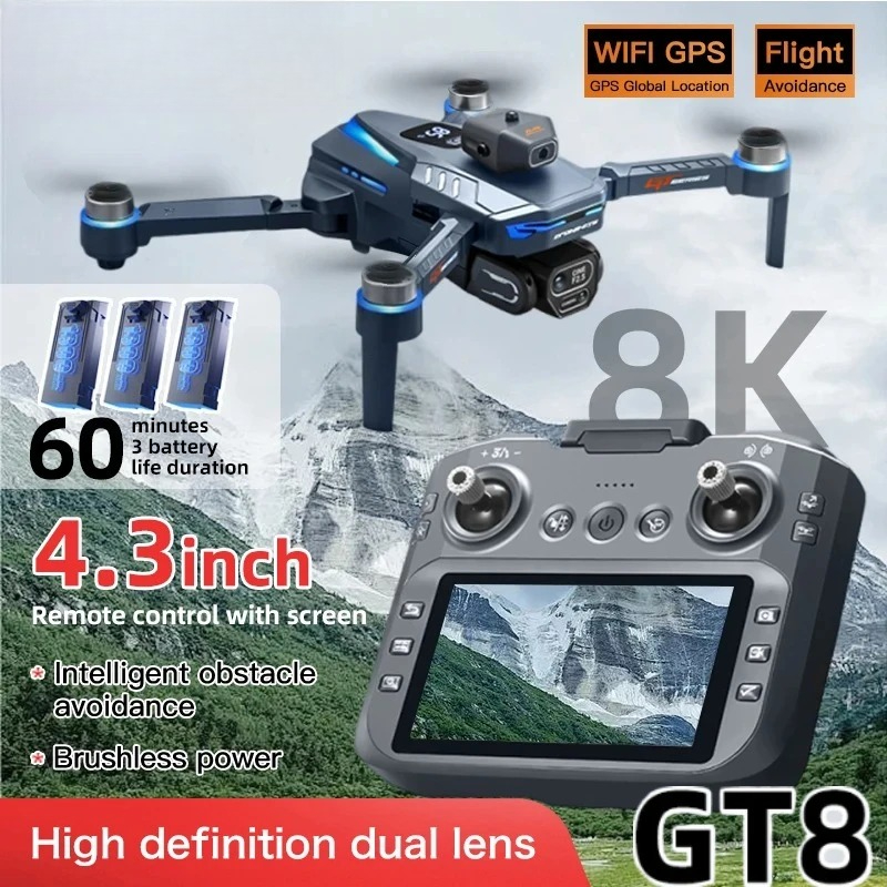 Rc Hobby China - オリジナルGT8ドローン 8Kプロフェッショナルデュアルカメラ GPS FPV ブラシレスモーター オプティカルフローホバリング