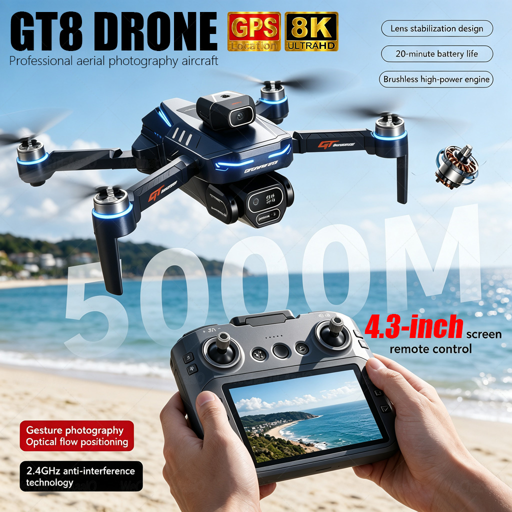 Top Rc Hobby Mini Xcub - NEW GT8 HD RCドローン 4Kプロフェッショナルデュアルカメラ WiFi
