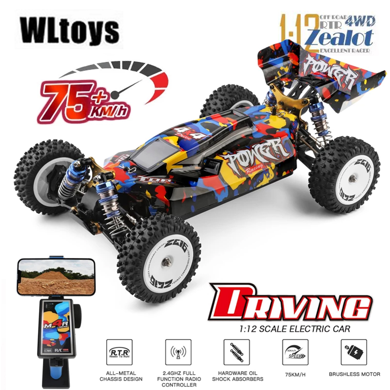 Rc Hobby China - Wltoys-子供と大人のための電気レーシングカーのおもちゃ、124017、124007、75km、h、rtr、2.4g、ブラシレス、4wd、高速、オフロードドリフト